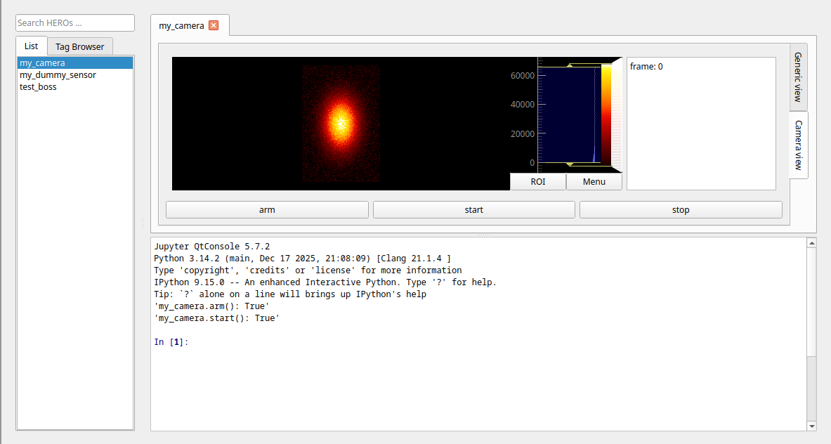 HERO Monitor Camera View showing live feed from CameraDummy